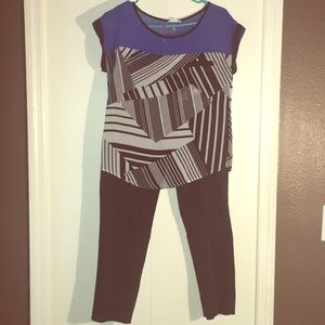 Banana republic black pants and blue/ black shirt